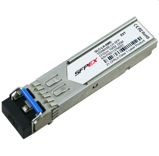 Cisco 1000BASE-LX/LH SFP transceiver module for MMF and SMF, 1300-nm wavelength, 10km, extended operating temperature range and DOM support, dual LC/PC connector